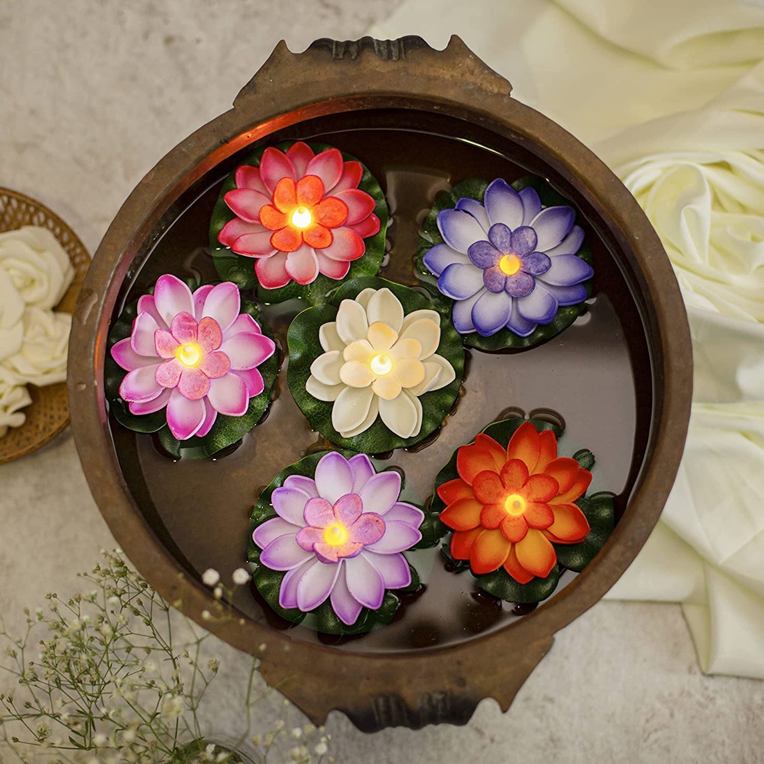 6556 Water Floating Smokeless Candles & Lotus Flowers Sensor Led TeaLight for Outdoor and Indoor Decoration - Pack of 6 Candle Candle (Pack of 6) 6556 Water Floating Smokeless Candles & Lotus Flowers Sensor Led TeaLight for Outdoor and Indoor Decoration - Pack of 6 Candle Candle (Pack of 6)